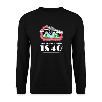 Wandern 40. Geburtstag Wanderer 40 Jahre alt - Unisex Pullover - Schwarz - Vorne - Alina (178cm) & Michal (187cm)