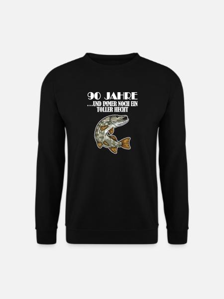 90. Geburtstag Angler Lustiger Spruch - 90 Jahre - Unisex Pullover - Schwarz