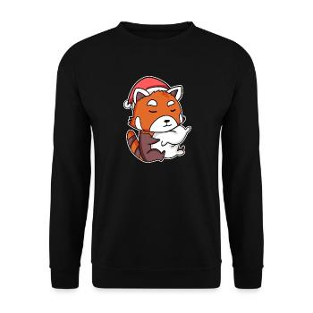 Roter Panda Weihnachten Schlafen Schlaf - Unisex Pullover - Schwarz - Vorne - Alina (178cm) & Michal (187cm)