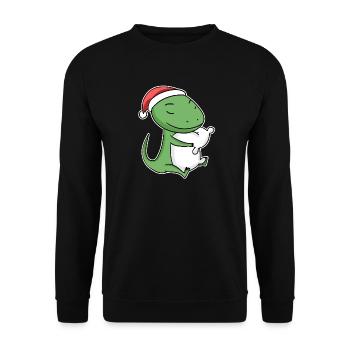 Eidechse Weihnachten Schlafen Schlaf Ausschlafen - Unisex Pullover - Schwarz - Vorne - Alina (178cm) & Michal (187cm)