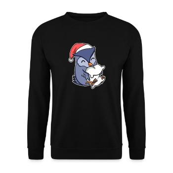 Owl Christmas Sleep Sleep Sleep - Unisex Sweatshirt - black - Front - Alina (178cm) & Michal (187cm)