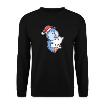 Pinguin Weihnachten Schlafen Schlaf Ausschlafen - Unisex Pullover - Schwarz - Vorne - Alina (178cm) & Michal (187cm)