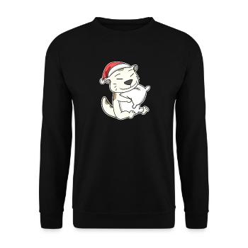Devon Rex Cat Christmas Sleep Tired - Unisex Sweatshirt - black - Front - Alina (178cm) & Michal (187cm)