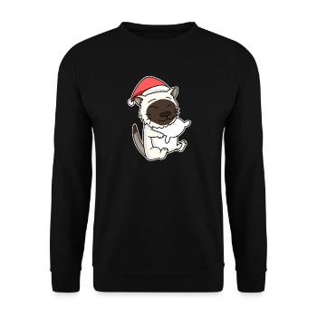 Burmese Cat Christmas Sleeping Tired - Unisex Sweatshirt - black - Front - Alina (178cm) & Michal (187cm)