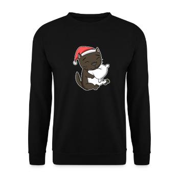 Havana Cat Noël Sommeil Fatigué - Sweat-shirt Unisexe - noir - Devant - Alina (178cm) & Michal (187cm)