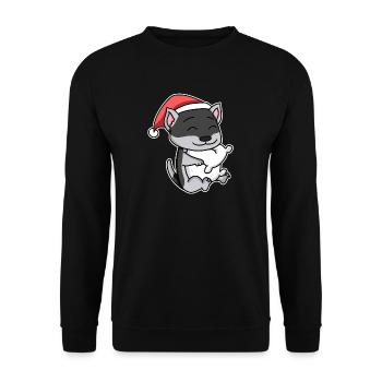 Husky Sibérien Chien Noël Sommeil Fatigué - Sweat-shirt Unisexe - noir - Devant - Alina (178cm) & Michal (187cm)