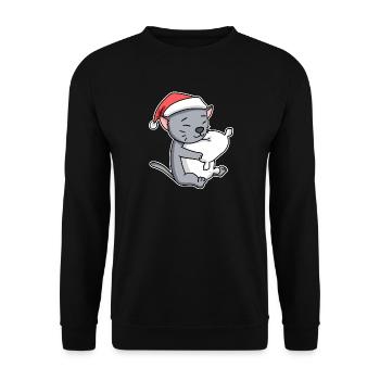 Korat Cat Chat Noël Sommeil Fatigué - Sweat-shirt Unisexe - noir - Devant - Alina (178cm) & Michal (187cm)