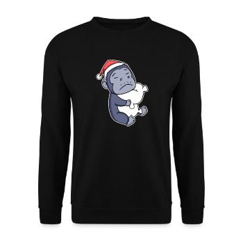 Gorilla Weihnachten Schlafen Schlaf Ausschlafen - Unisex Pullover - Schwarz - Vorne - Alina (178cm) & Michal (187cm)
