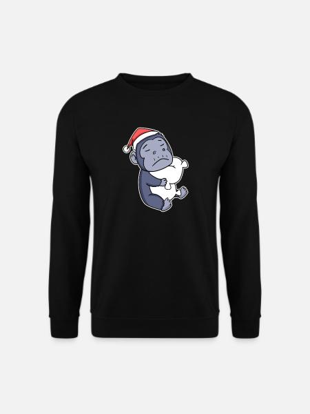 Gorilla Weihnachten Schlafen Schlaf Ausschlafen - Unisex Pullover - Schwarz