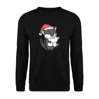 Chat de forêt norvégien Chat Noël endormi - Sweat-shirt Unisexe - noir - Devant - Alina (178cm) & Michal (187cm)