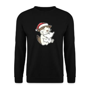 RagaMuffin Cat Noël Sommeil Fatigué - Sweat-shirt Unisexe - noir - Devant - Alina (178cm) & Michal (187cm)