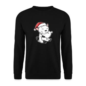 American Bobtail Cat Noël Sommeil Fatigué - Sweat-shirt Unisexe - noir - Devant - Alina (178cm) & Michal (187cm)