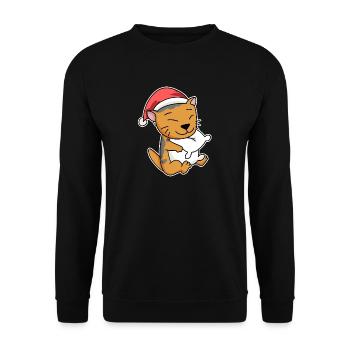 Chat écossais à oreilles pliantes Sommeil de Noël - Sweat-shirt Unisexe - noir - Devant - Alina (178cm) & Michal (187cm)