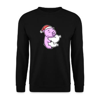 Cochon Noël Sommeil Sommeil Sommeil - Sweat-shirt Unisexe - noir - Devant - Alina (178cm) & Michal (187cm)