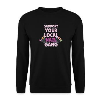 Soutenez votre Nail Gang Nail Tech local - Sweat-shirt Unisexe - noir - Devant - Alina (178cm) & Michal (187cm)