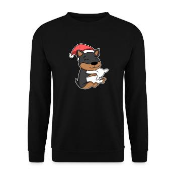 Chien Noël Sommeil Oreillers fatigués - Sweat-shirt Unisexe - noir - Devant - Alina (178cm) & Michal (187cm)
