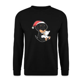 Teckel chien Noël sommeil fatigué - Sweat-shirt Unisexe - noir - Devant - Alina (178cm) & Michal (187cm)