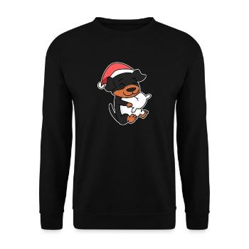 Rottweiler Dog Christmas Sleep Tired - Unisex Sweatshirt - black - Front - Alina (178cm) & Michal (187cm)