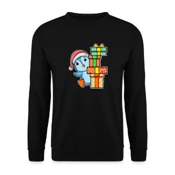 Pingouin de Noël avec cadeaux - Sweat-shirt Unisexe - noir - Devant - Alina (178cm) & Michal (187cm)