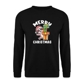 Merry Christmas Sloth - Unisex Sweatshirt - black - Front - Alina (178cm) & Michal (187cm)