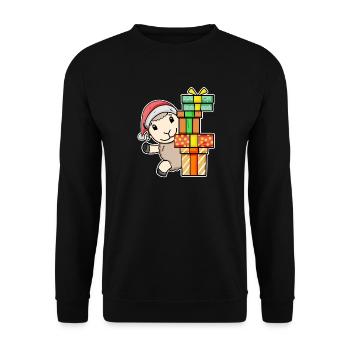 Weihnachten Schaf mit Geschenke - Unisex Pullover - Schwarz - Vorne - Alina (178cm) & Michal (187cm)