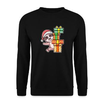Christmas Sloth with gifts - Unisex Sweatshirt - black - Front - Alina (178cm) & Michal (187cm)