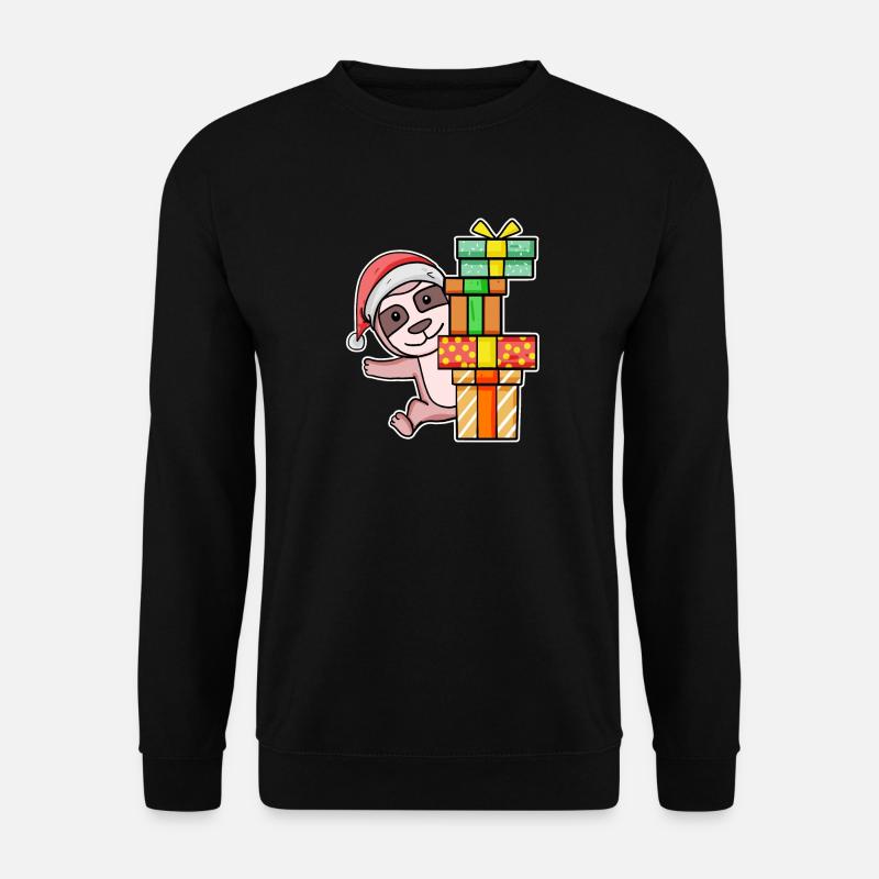 Weihnachten Faultier mit Geschenke - Unisex Pullover - Schwarz