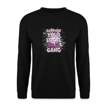 Soutenez votre Nail Gang Nail Tech local - Sweat-shirt Unisexe - noir - Devant - Alina (178cm) & Michal (187cm)