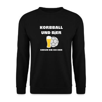 Korbball und Bier - Unisex Pullover - Schwarz - Vorne - Alina (178cm) & Michal (187cm)