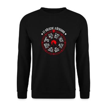 Köln Glücksrad Et Kölsche Jlöcksrad Et Kütt Kölner - Unisex Pullover - Schwarz - Vorne - Alina (178cm) & Michal (187cm)
