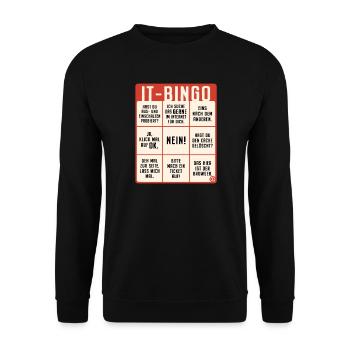 IT Support Bingo Service Desk IT Helpdesk Sysadmin - Unisex Pullover - Schwarz - Vorne - Alina (178cm) & Michal (187cm)