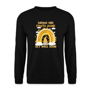 Gnome One Fights Alone Appendix Cancer - Unisex Sweatshirt - black - Front - Alina (178cm) & Michal (187cm)