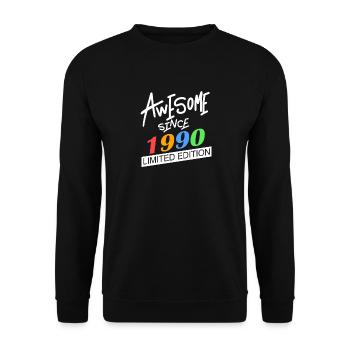 1990 - Jahrgang 1990 - Geburtsjahr 1990 - Unisex Pullover - Schwarz - Vorne - Alina (178cm) & Michal (187cm)