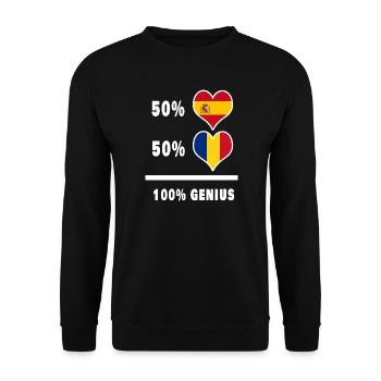 Rumänien und Spanien Genie / Geschenk - Unisex Pullover - Schwarz - Vorne - Alina (178cm) & Michal (187cm)