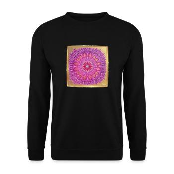 BlumenMandala HerzEnergie - Sonja Ariel von Staden - Unisex Pullover - Schwarz - Vorne - Alina (178cm) & Michal (187cm)