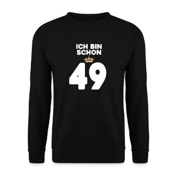 49 Geburtstag - 49 Jahre mit Krone - Unisex Pullover - Schwarz - Vorne - Alina (178cm) & Michal (187cm)