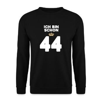 44 Geburtstag - 44 Jahre mit Krone - Unisex Pullover - Schwarz - Vorne - Alina (178cm) & Michal (187cm)