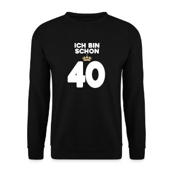 40 Geburtstag - 40 Jahre mit Krone - Unisex Pullover - Schwarz - Vorne - Alina (178cm) & Michal (187cm)