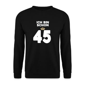 45 Geburtstag - 45 Jahre mit Krone - Unisex Pullover - Schwarz - Vorne - Alina (178cm) & Michal (187cm)