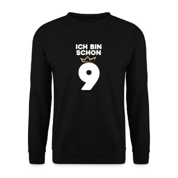 9 Geburtstag - 9 Jahre mit Krone - Unisex Pullover - Schwarz - Vorne - Alina (178cm) & Michal (187cm)