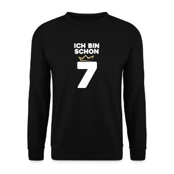 7 Geburtstag - 7 Jahre mit Krone - Unisex Pullover - Schwarz - Vorne - Alina (178cm) & Michal (187cm)