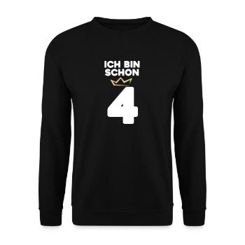 4 Geburtstag - 4 Jahre mit Krone - Unisex Pullover - Schwarz - Vorne - Alina (178cm) & Michal (187cm)