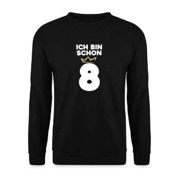 8 Geburtstag - 8 Jahre mit Krone - Unisex Pullover - Schwarz - Vorne - Alina (178cm) & Michal (187cm)