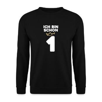 1 Geburtstag - 1 Jahre mit Krone - Unisex Pullover - Schwarz - Vorne - Alina (178cm) & Michal (187cm)