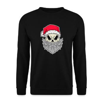 Weihnachtsmann Totenkopf - Unisex Pullover - Schwarz - Vorne - Alina (178cm) & Michal (187cm)