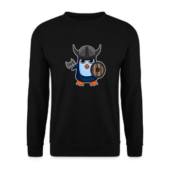 Motif de manchot viking - Sweat-shirt Unisexe - noir - Devant - Alina (178cm) & Michal (187cm)