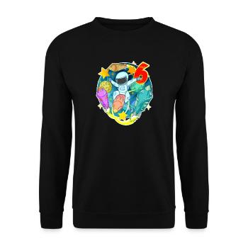6. Geburtstag 6 Jahre Junge Astronaut Weltall - Unisex Pullover - Schwarz - Vorne - Alina (178cm) & Michal (187cm)