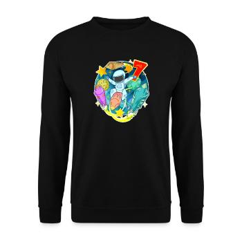 7e anniversaire 7 ans Jeune astronaute Espace - Sweat-shirt Unisexe - noir - Devant - Alina (178cm) & Michal (187cm)