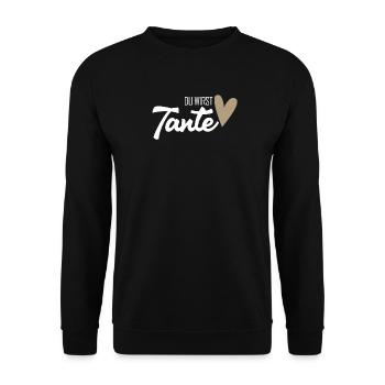 Tante werden - Tante Geschenk - Unisex Pullover - Schwarz - Vorne - Alina (178cm) & Michal (187cm)