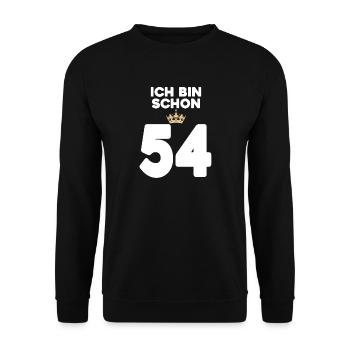 54. Geburtstag Geschenk - 54 Jahre mit Krone - Unisex Pullover - Schwarz - Vorne - Alina (178cm) & Michal (187cm)